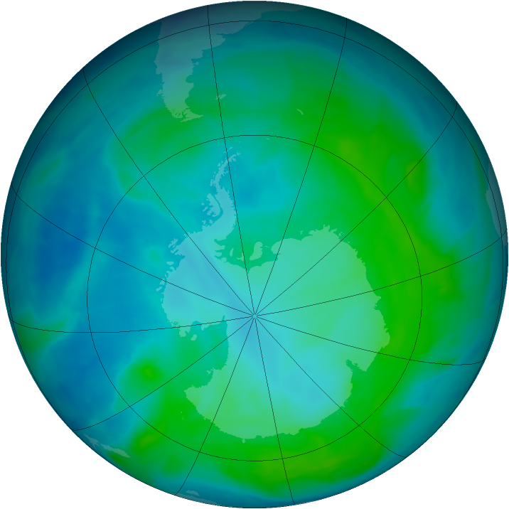 Antarctic ozone map for 26 January 2014